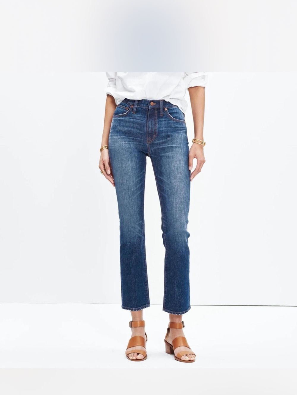Classic High-Rise Straight Crop Women’s Jeans - Dark Blue